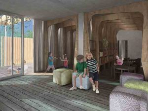 render ludoteca contenidors blaus